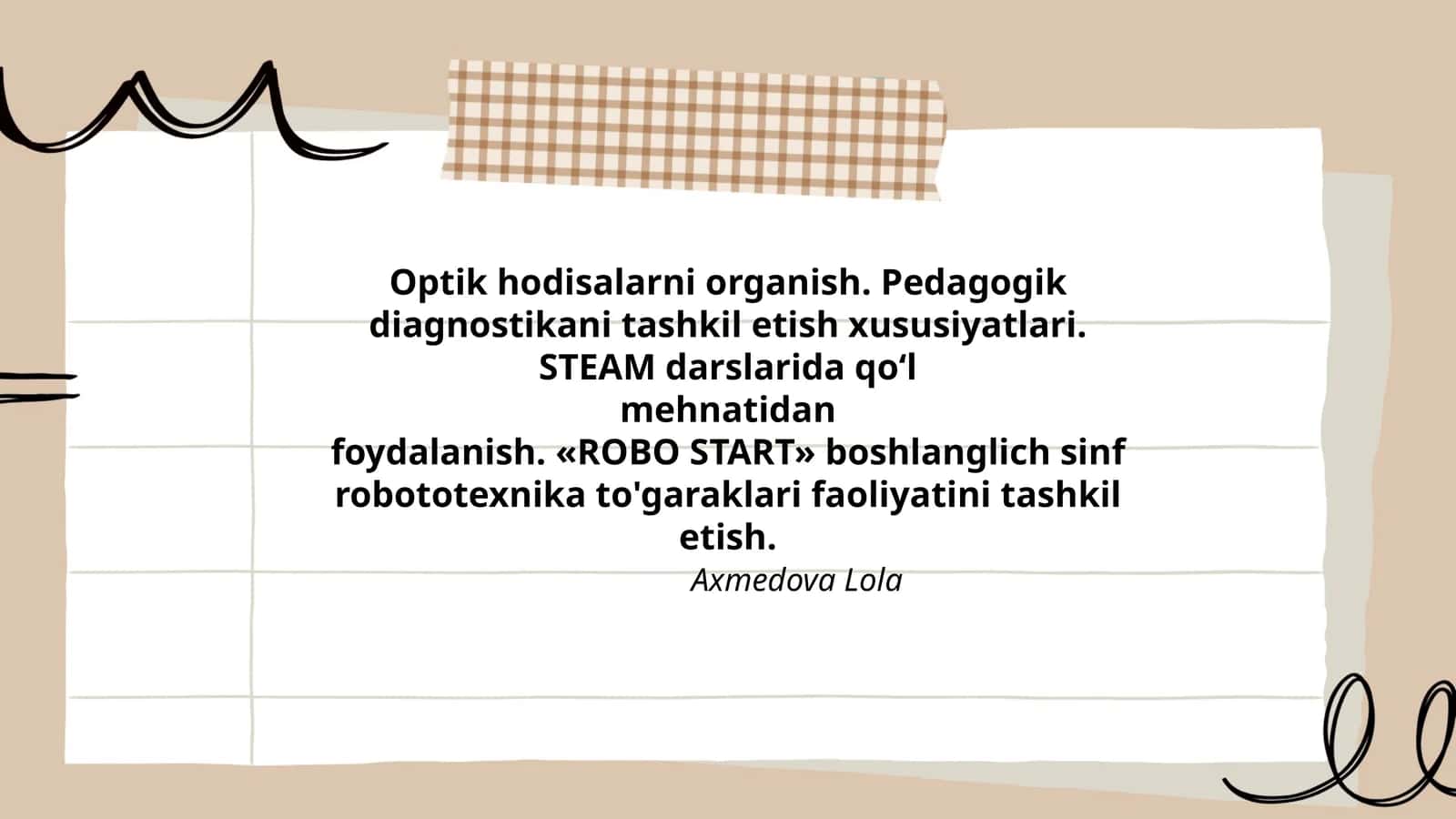 Optik hodisalarni organish. Pedagogik diagnostikani tashkil etish xususiyatlari 1