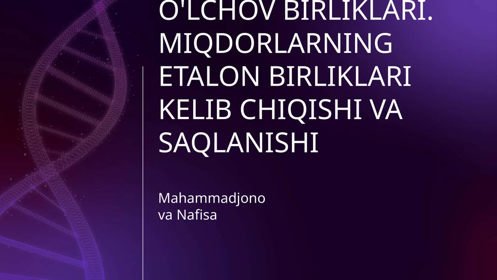 MIQDORLARNING QADIMIY VA TURLI XALQLARGA OID NOSTANDART O'LCHOV BIRLIKLARI. MIQDORLARNING ETALON BIRLIKLARI KELIB CHIQISHI VA SAQLANISHI 1