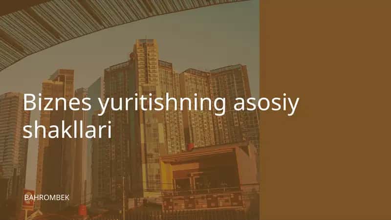 Biznes yuritishning asosiy shakllari afzalliklari va kamchiliklari 1