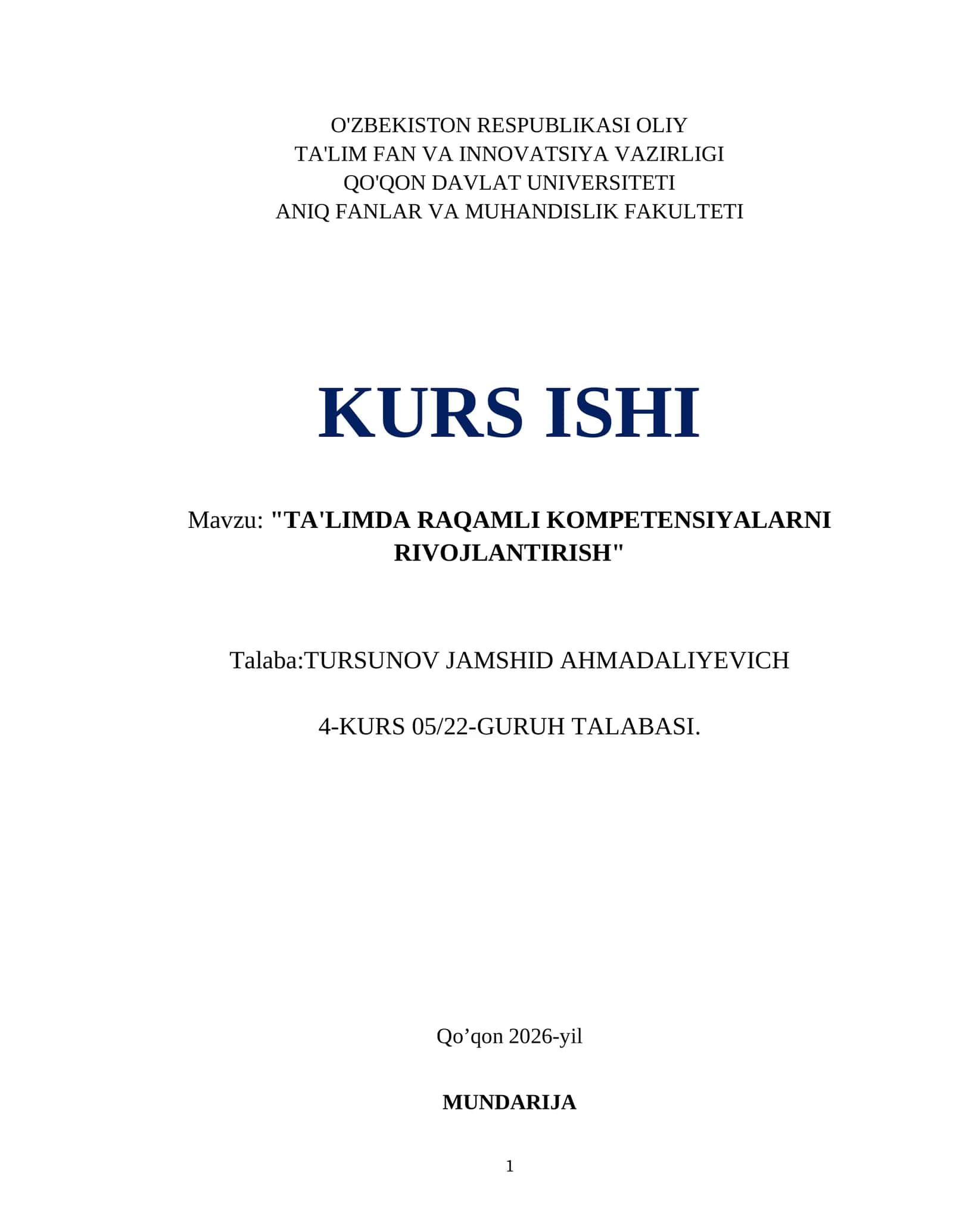 "TA'LIMDA RAQAMLI KOMPETENSIYALARNI RIVOJLANTIRISH" 1