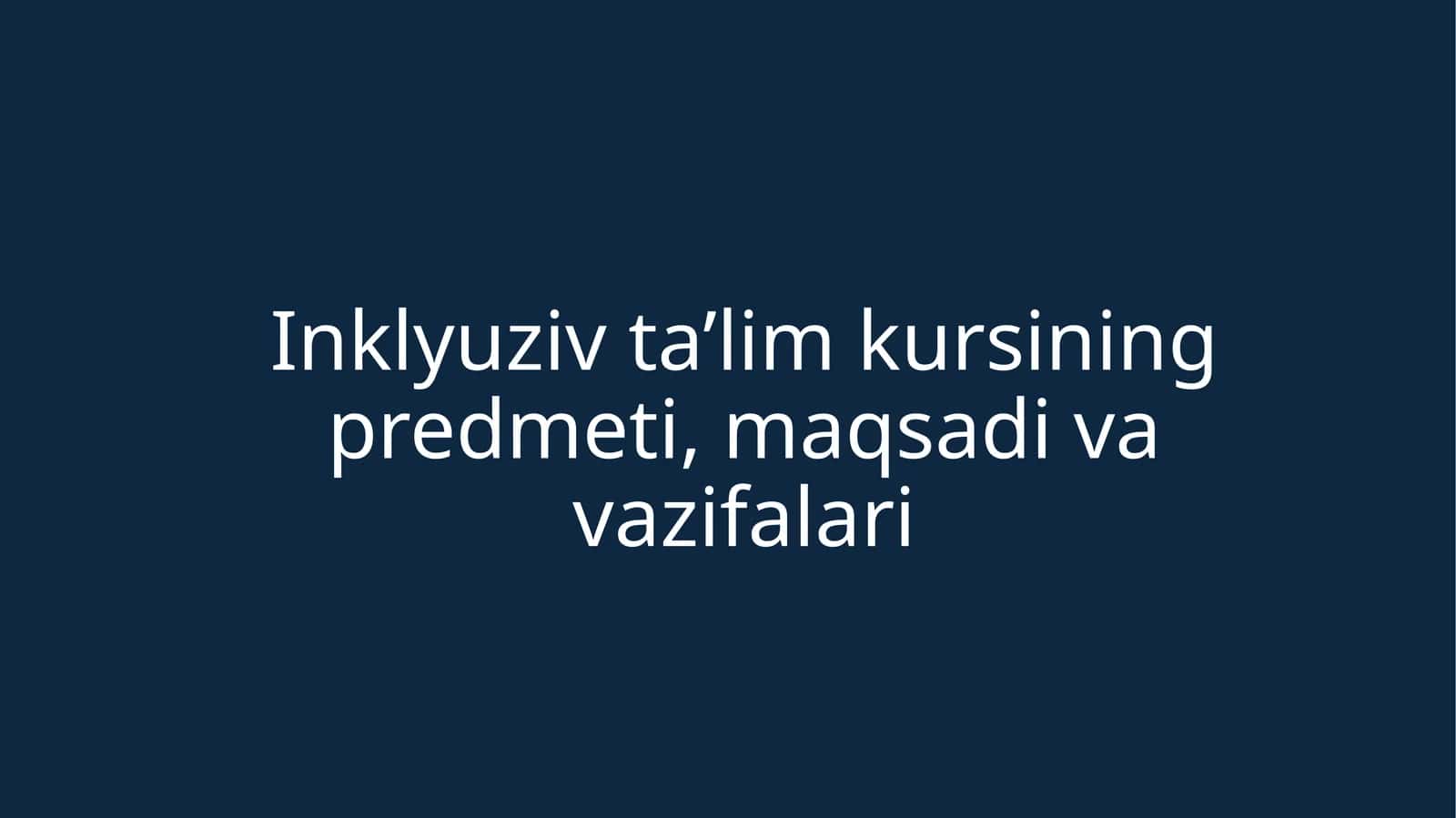 Inklyuziv ta'lim kursi 1