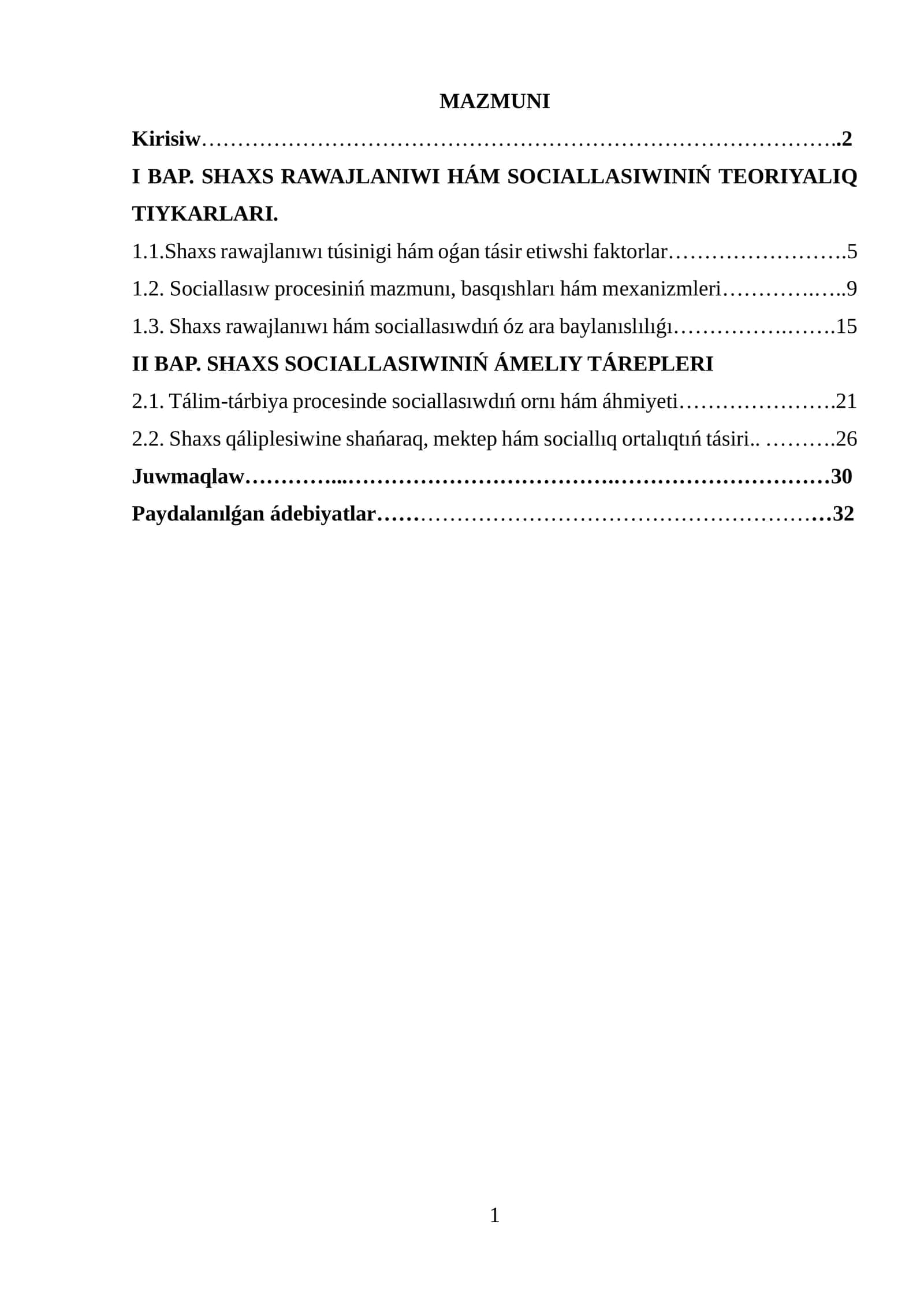 SHAXS RAWAJLANIWI HÁM SOCIALLASIWINIŃ TEORIYALIQ TIYKARLARI 1