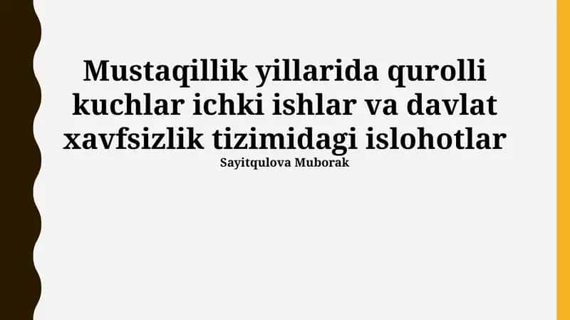 Mustaqillik Yillarida Qurolli Kuchlar Islohotlari 1