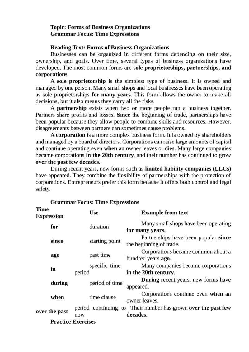 Forms of Business Organizations 1