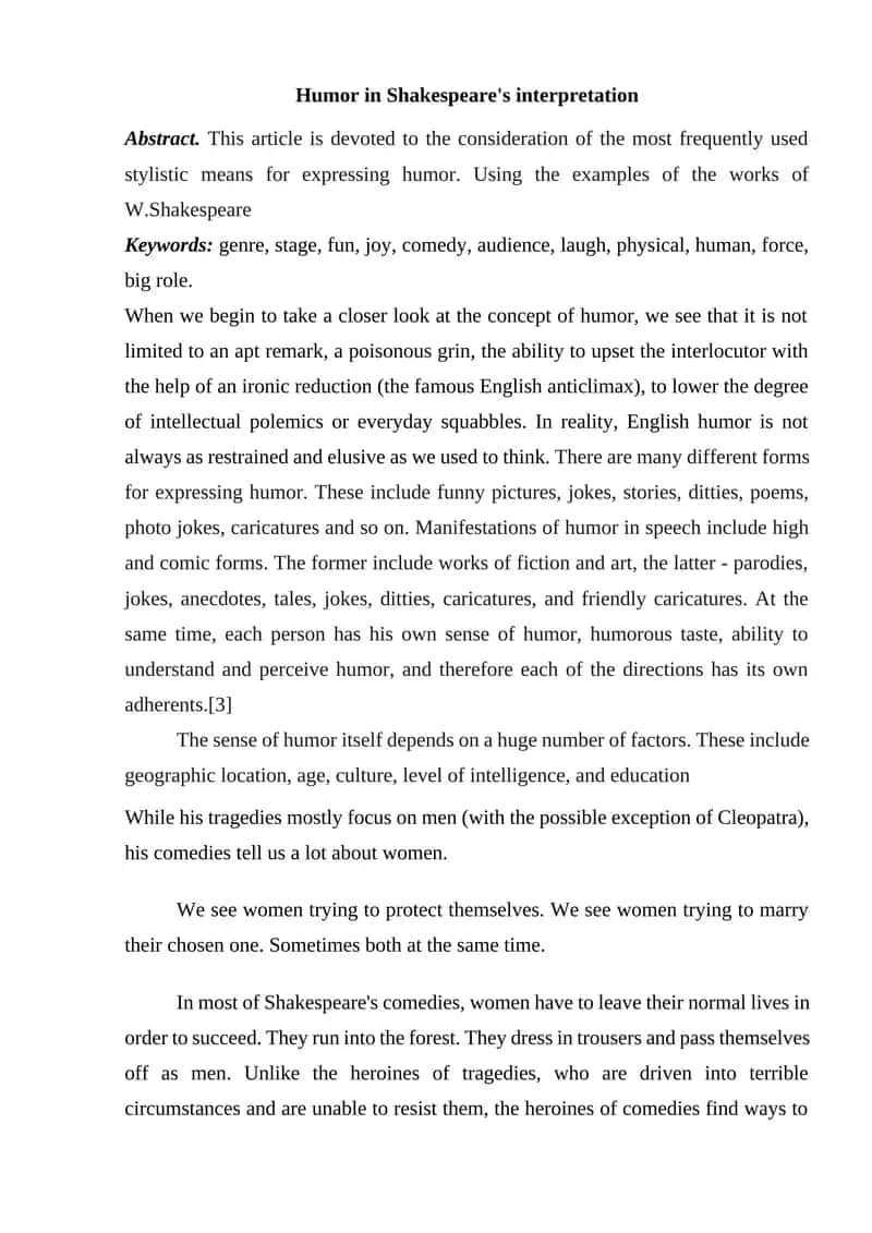 Humor in Shakespeare's interpretation 1