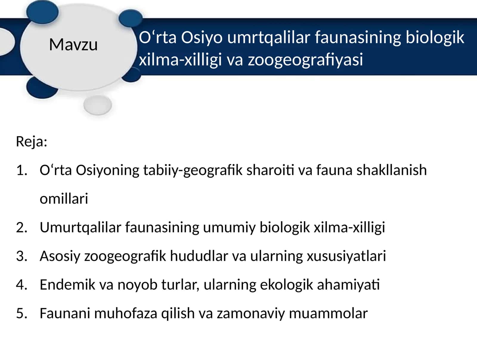 Oʻrta Osiyoning tabiiy-geografik sharoiti va fauna shakllanish omillari 1