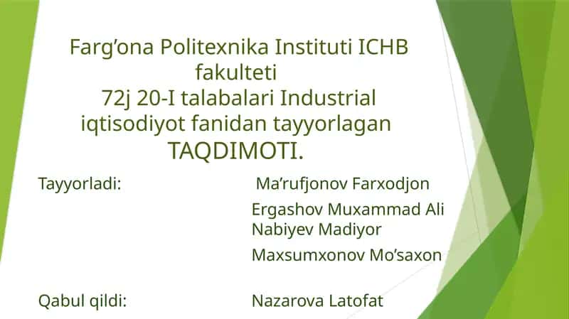 Mavzu: Fan-texnika taraqqiyoti va innovatsion faoliyat 1