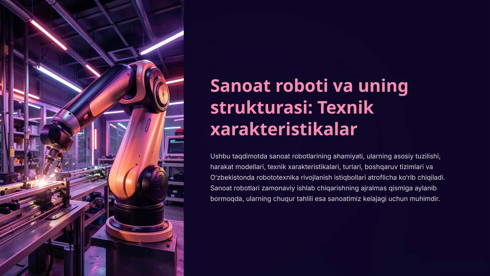 Sanoat roboti va uning strukturasi: Texnik xarakteristikalar 1