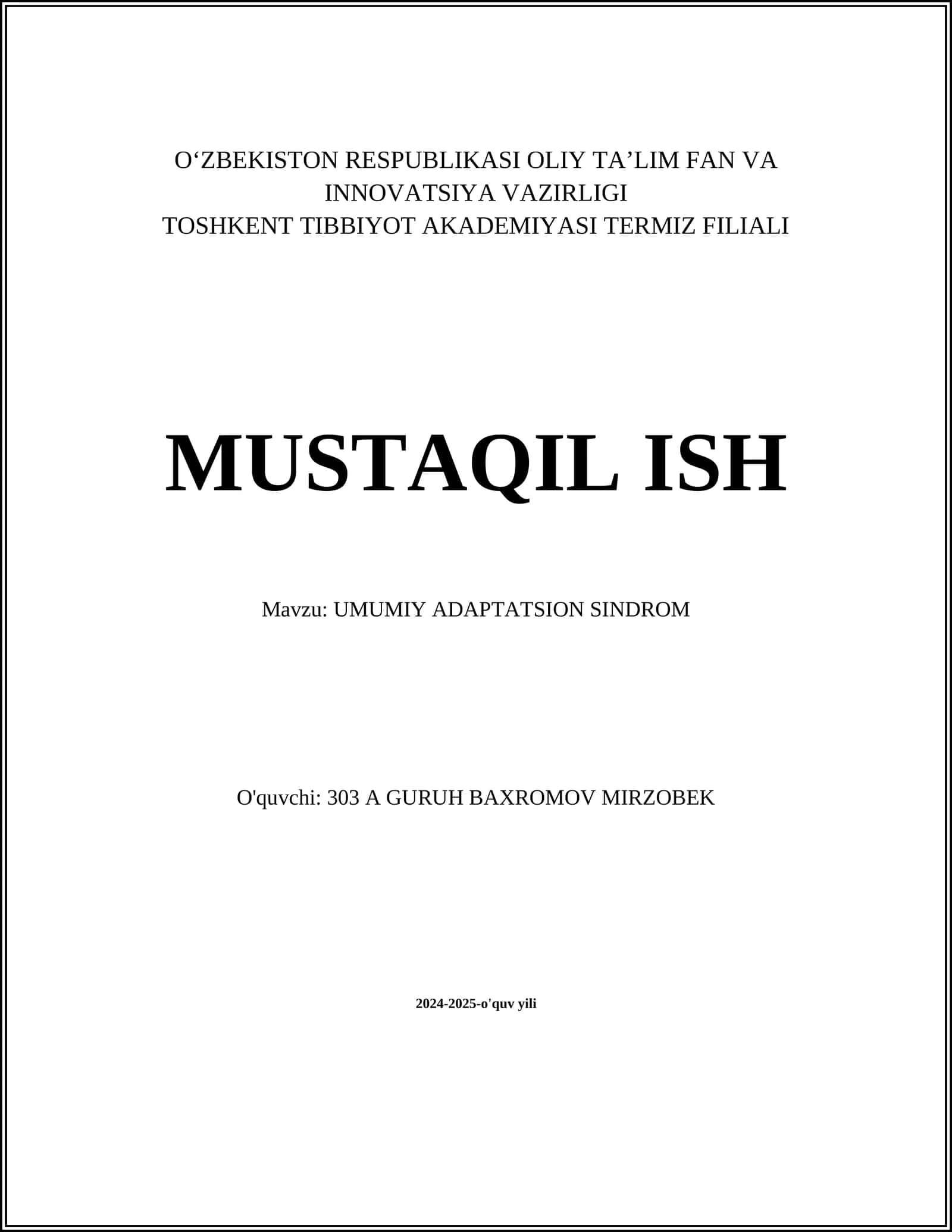 UMUMIY ADAPTATSION SINDROM 1