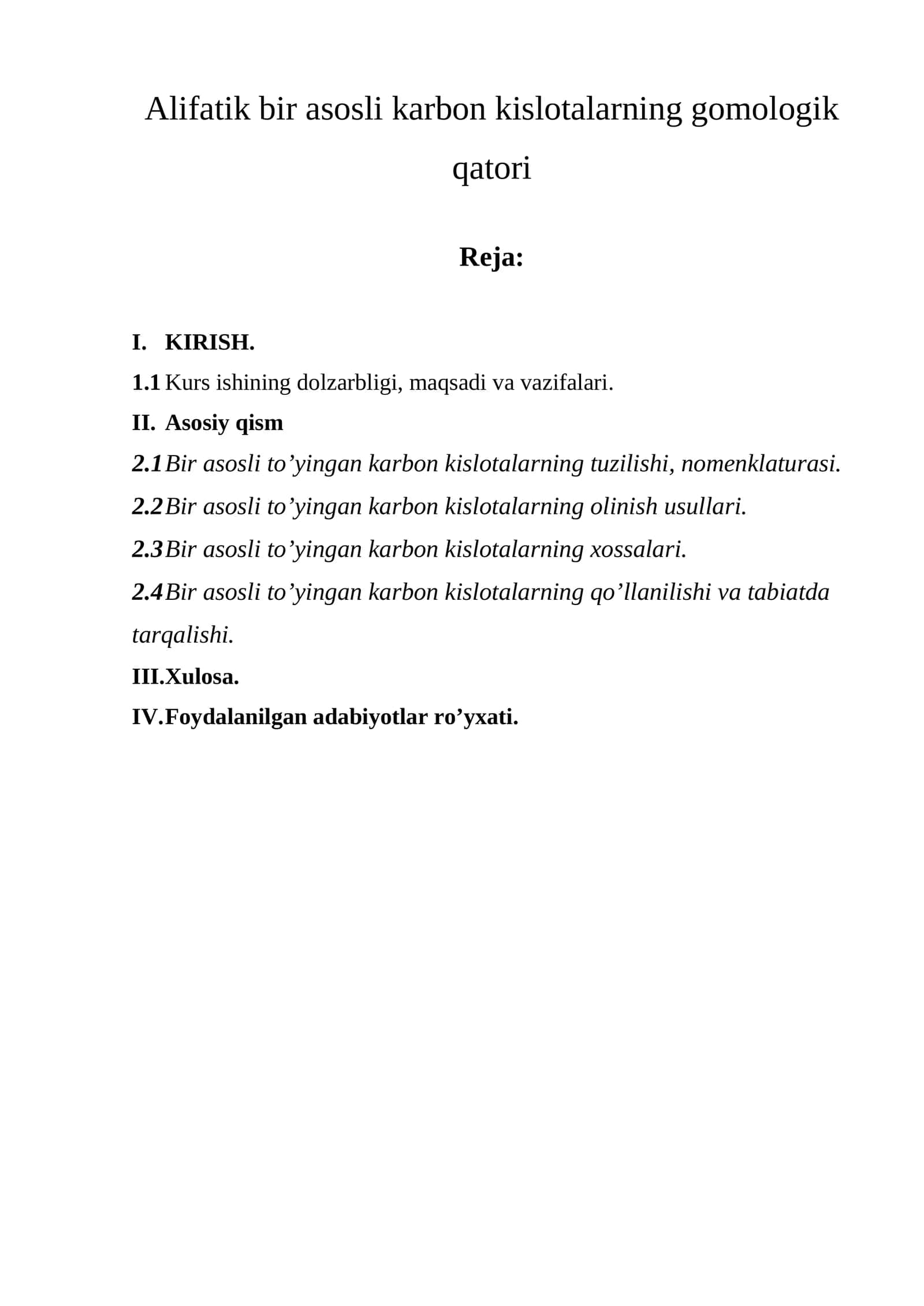Alifatik bir asosli karbon kislotalarning gomologik qatori 1
