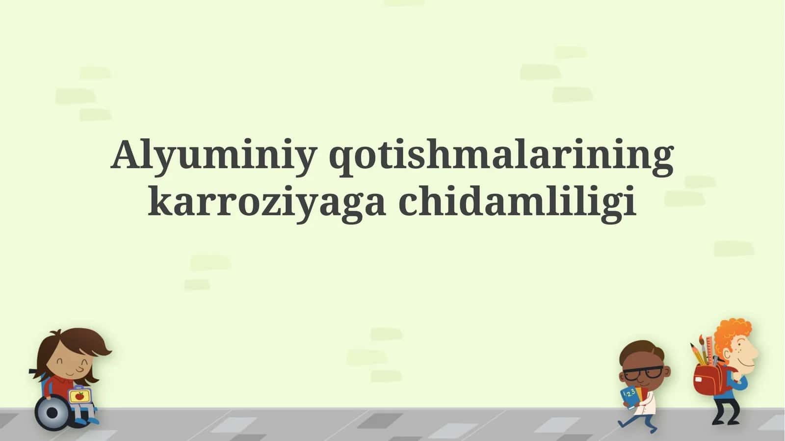 Alyuminiy qotishmalarining karroziyagachidamliligi 1