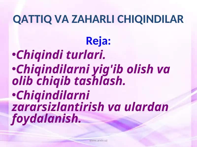 Chiqindi turlari 1