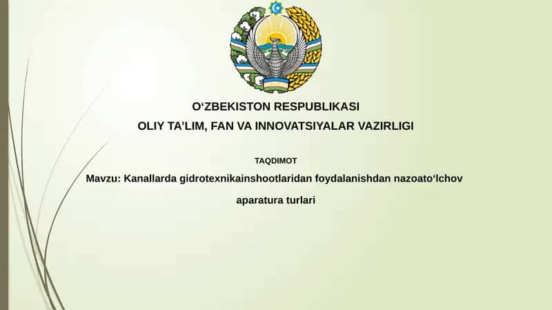 Kanallarda gidro texnika inshootlaridan foydalanishdan nazoat o'lchov va paraturlari 1