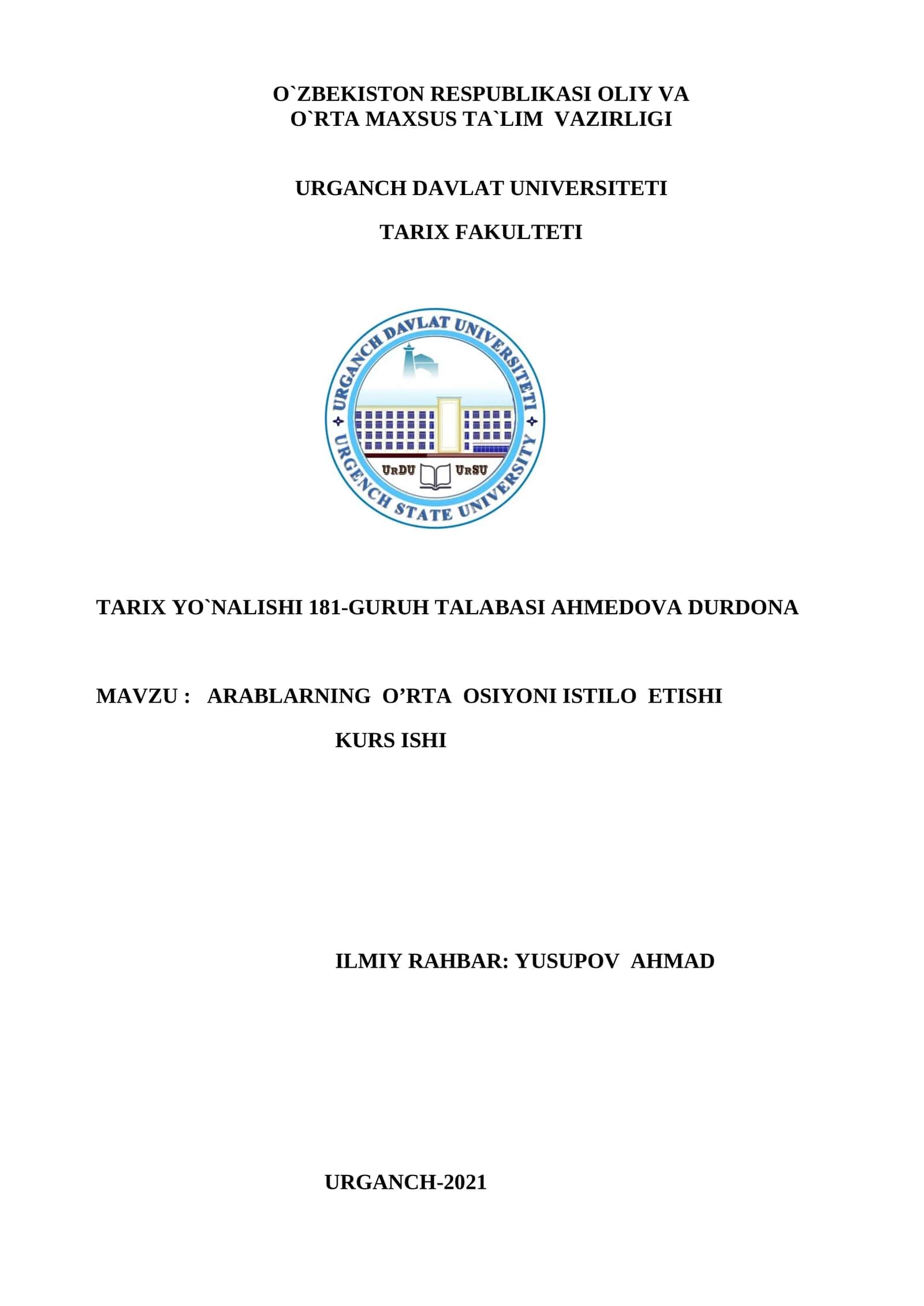 ARABLARNING O’RTA OSIYONI ISTILO ETISHI 1