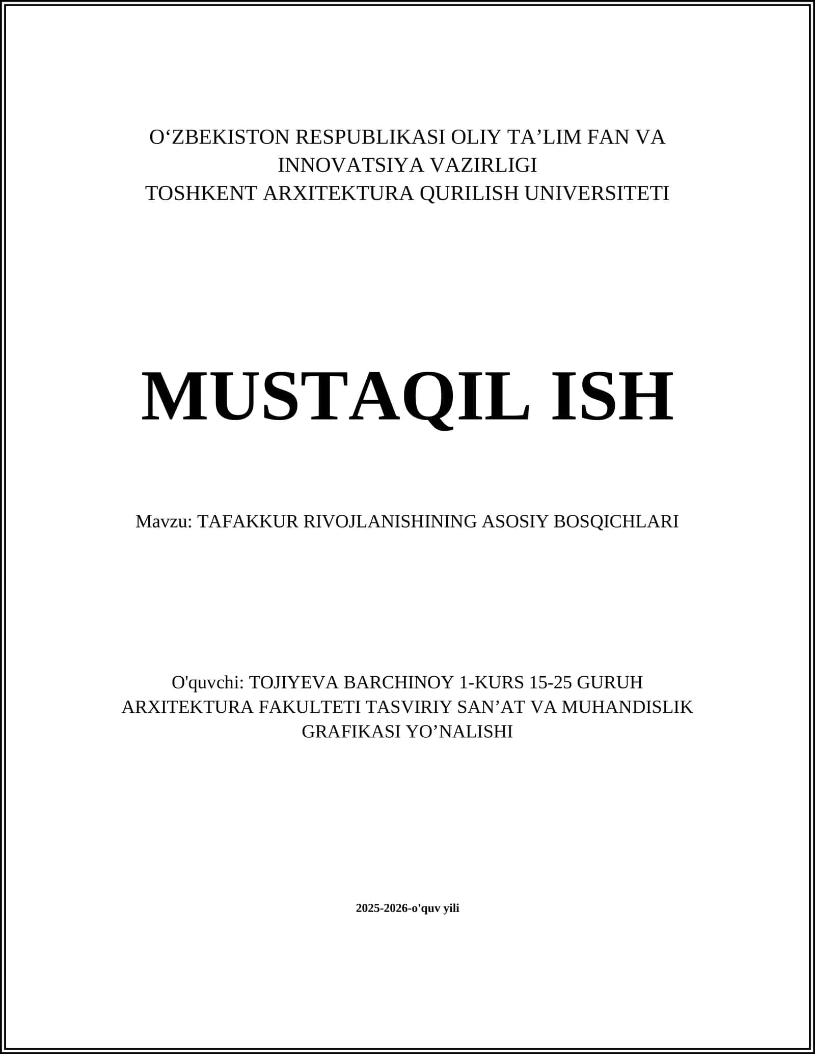 TAFAKKUR RIVOJLANISHINING ASOSIY BOSQICHLARI 1