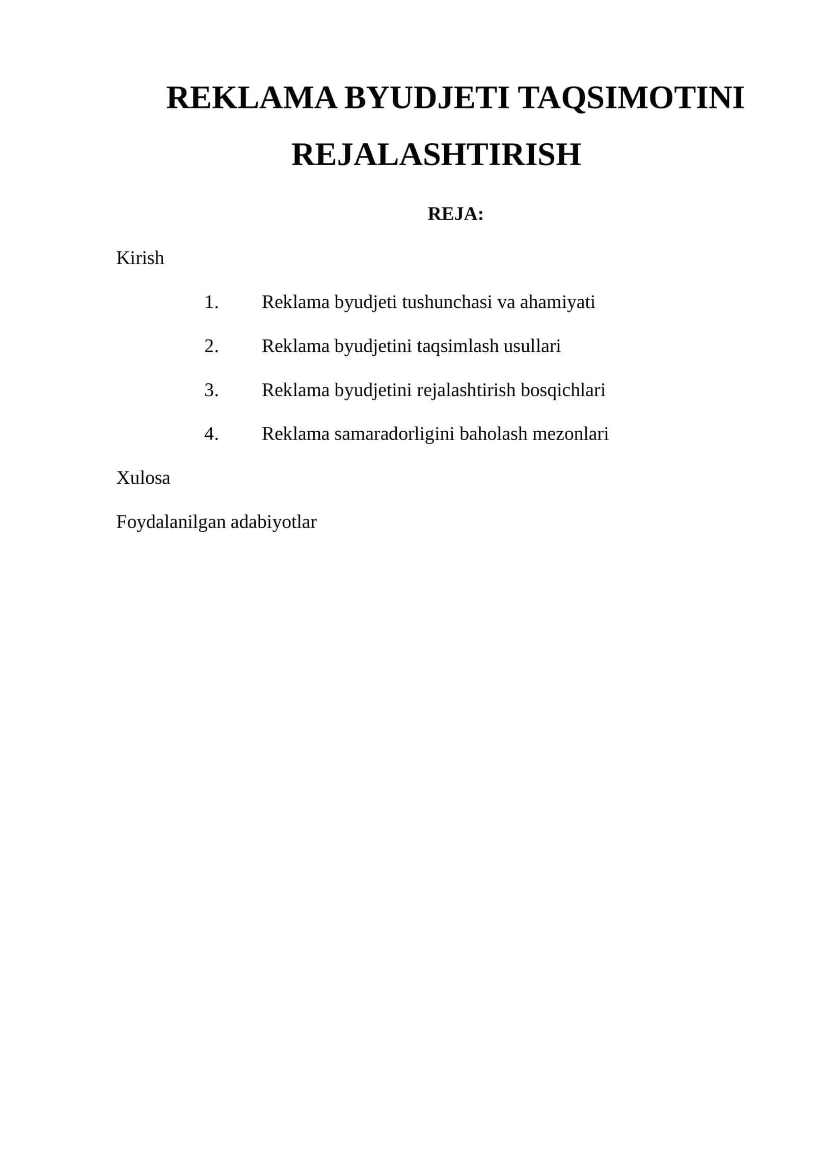 Reklama byudjeti taqsimotini rejalashtirish 1
