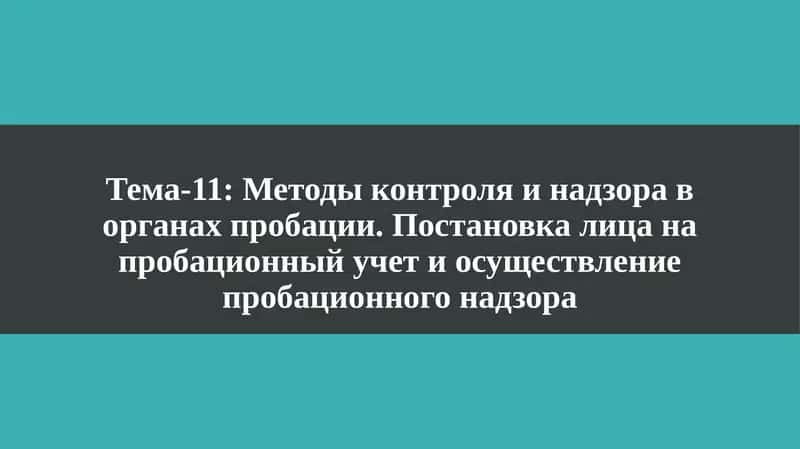 Методы контроля и надзора в органах пробации 1
