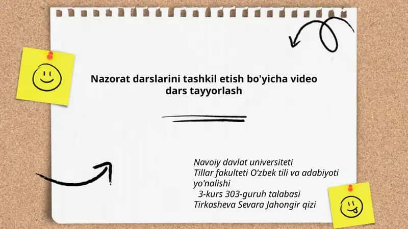 Nazorat darslarini tashkil etish bo'yicha video dars 1