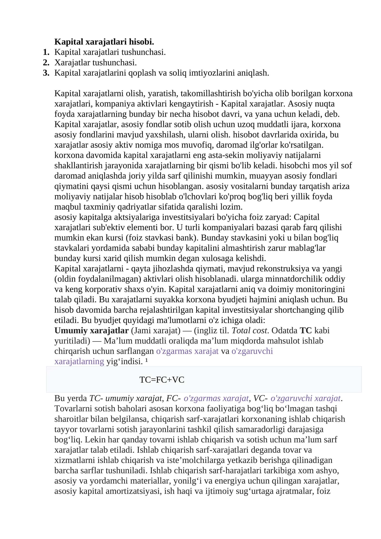 Kapital xarajatlari hisobi 1