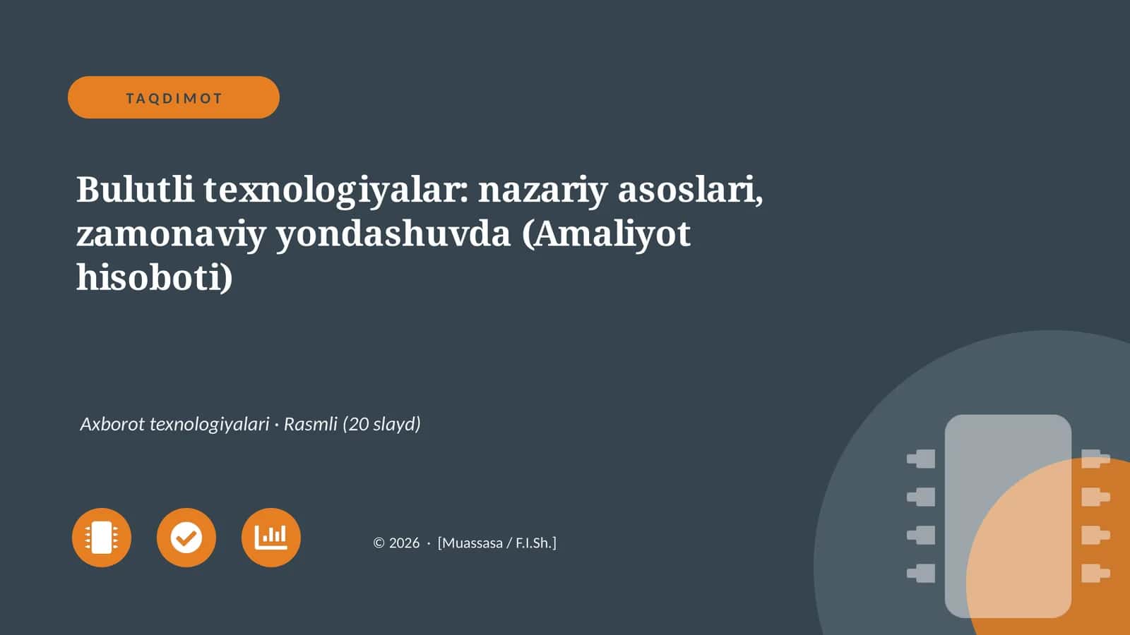 Bulutli texnologiyalar: nazariy asoslari, zamonaviy yondashuvda (Amaliyot hisoboti) 1