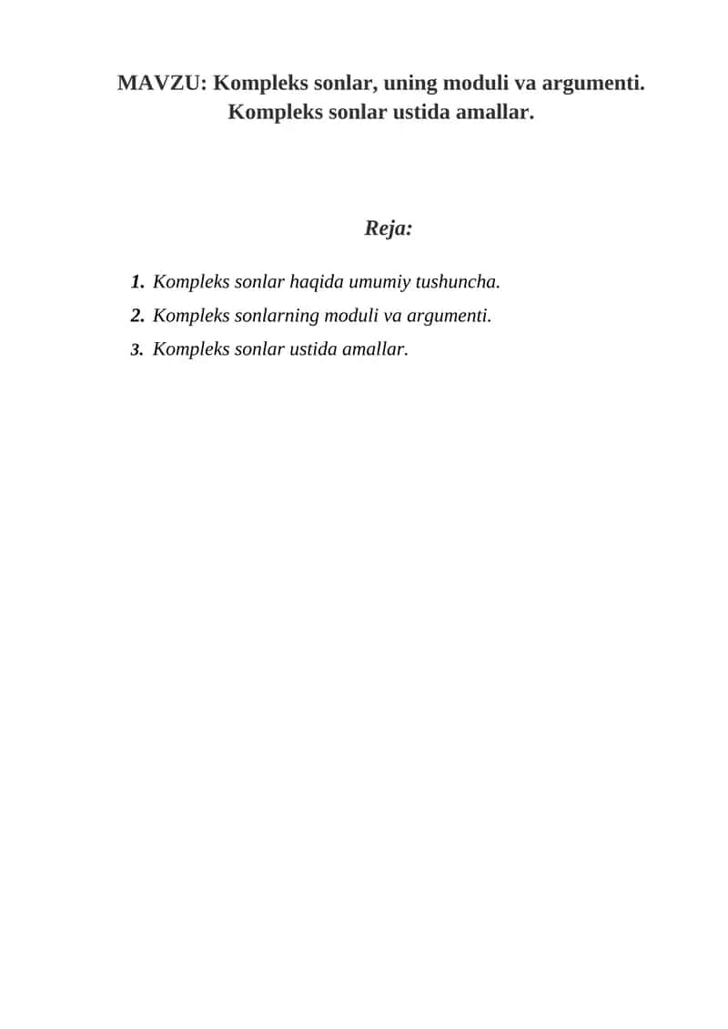 Kompleks sonlar 1