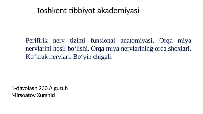Perifirik nerv tizimi funksional anatomiyasi 1