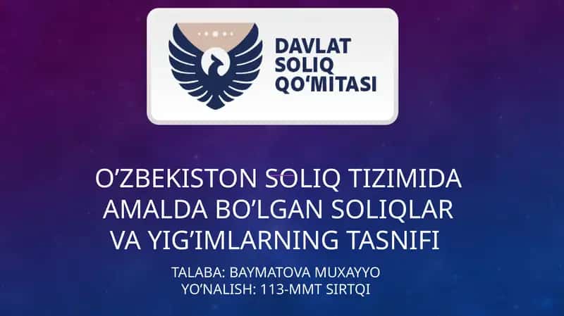Soliqlar va yig'ilarning tasnifi 1