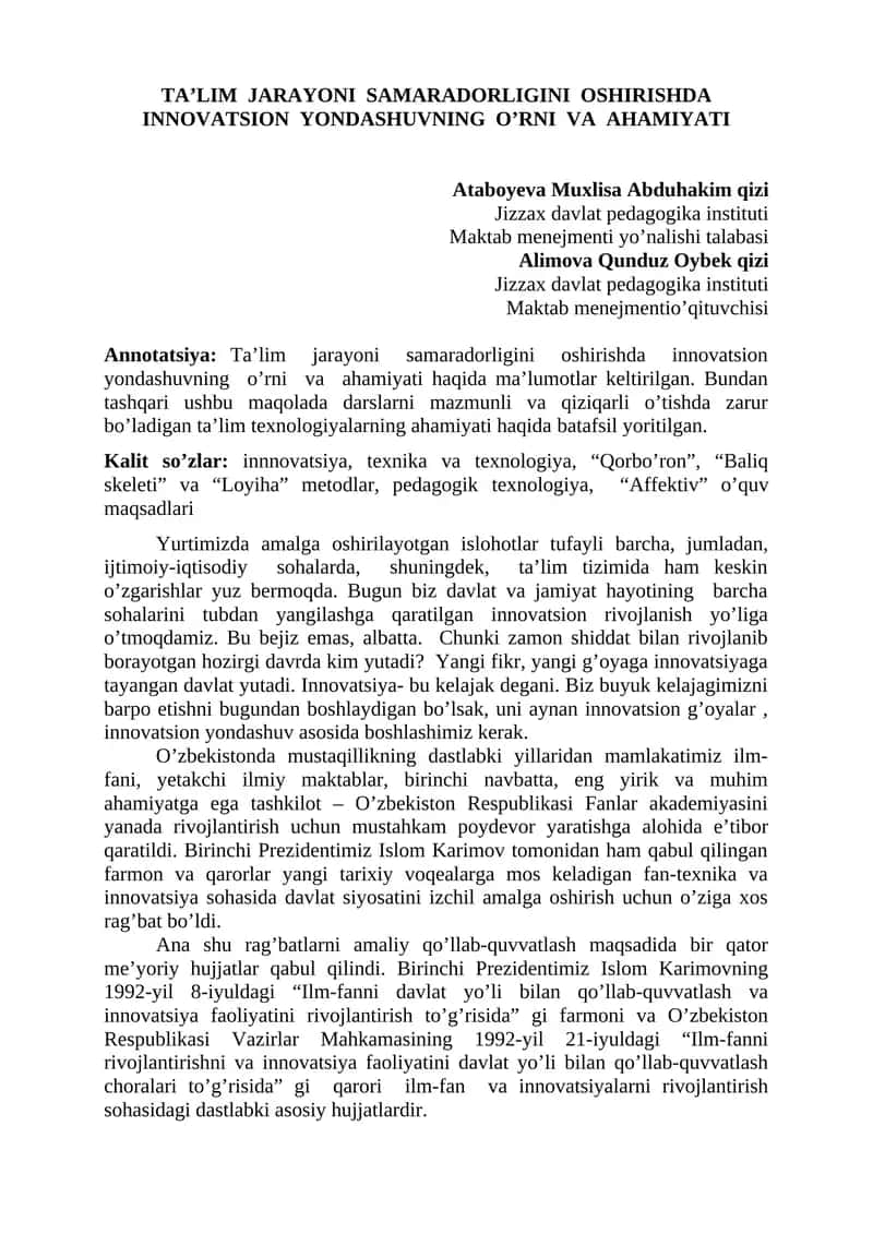 Innovatsion ta'lim texnologiyalari 1