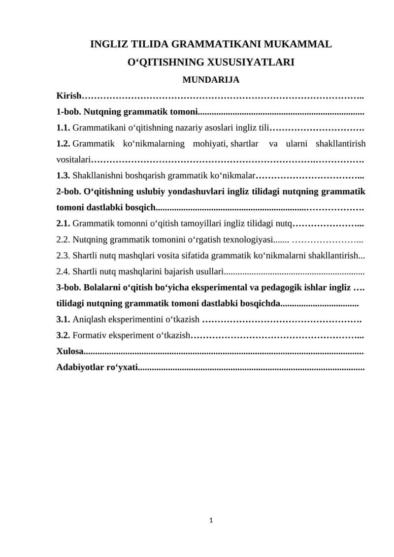 INGLIZ TILIDA GRAMMATIKANI MUKAMMAL O‘QITISHNING XUSUSIYATLARI 1