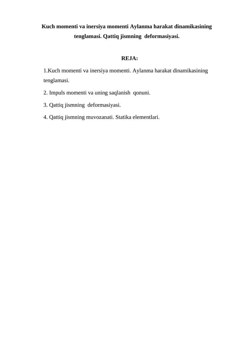 Kuch momenti va inersiya momenti 1
