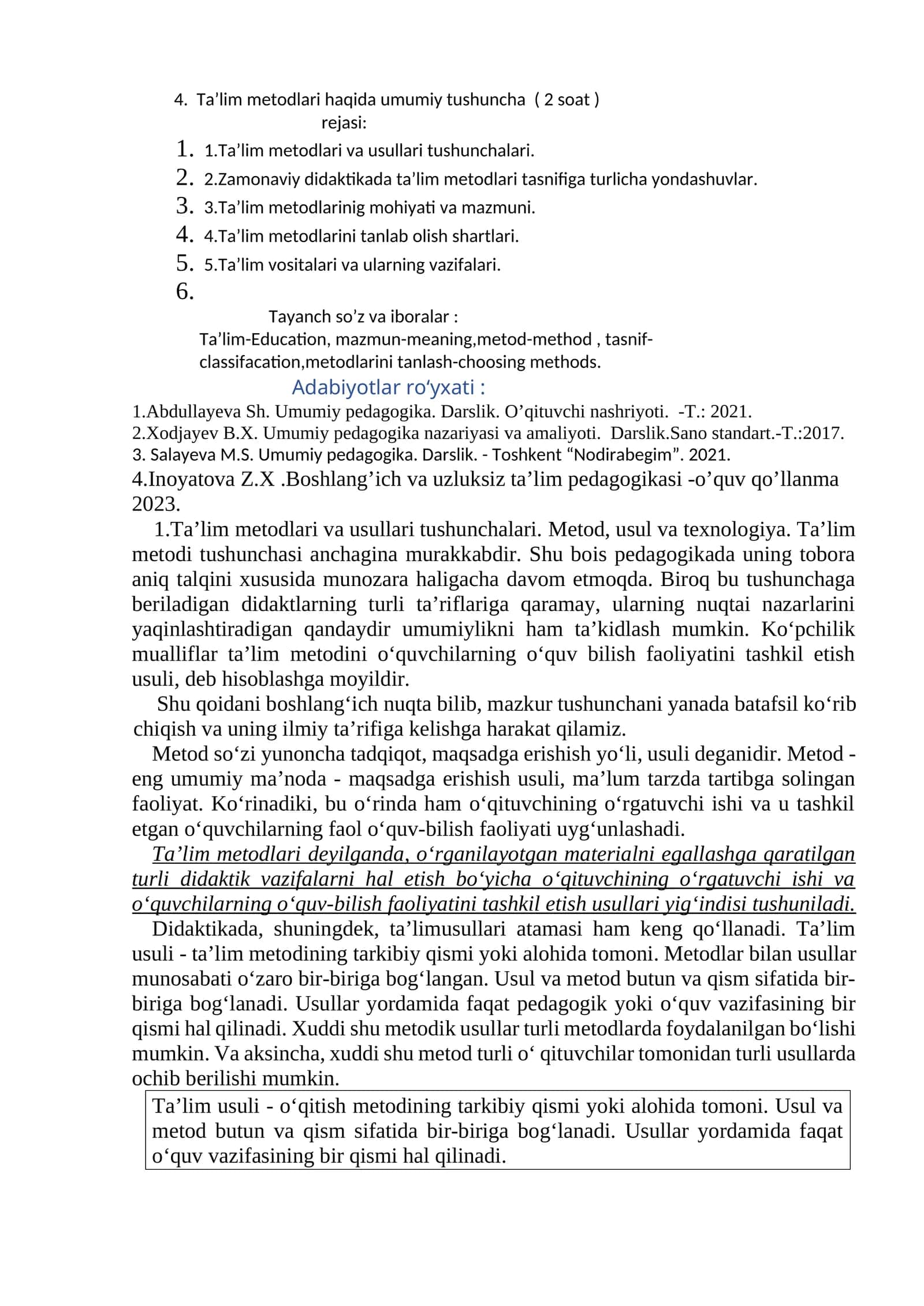 Ta’lim metodlari haqida umumiy tushuncha 1