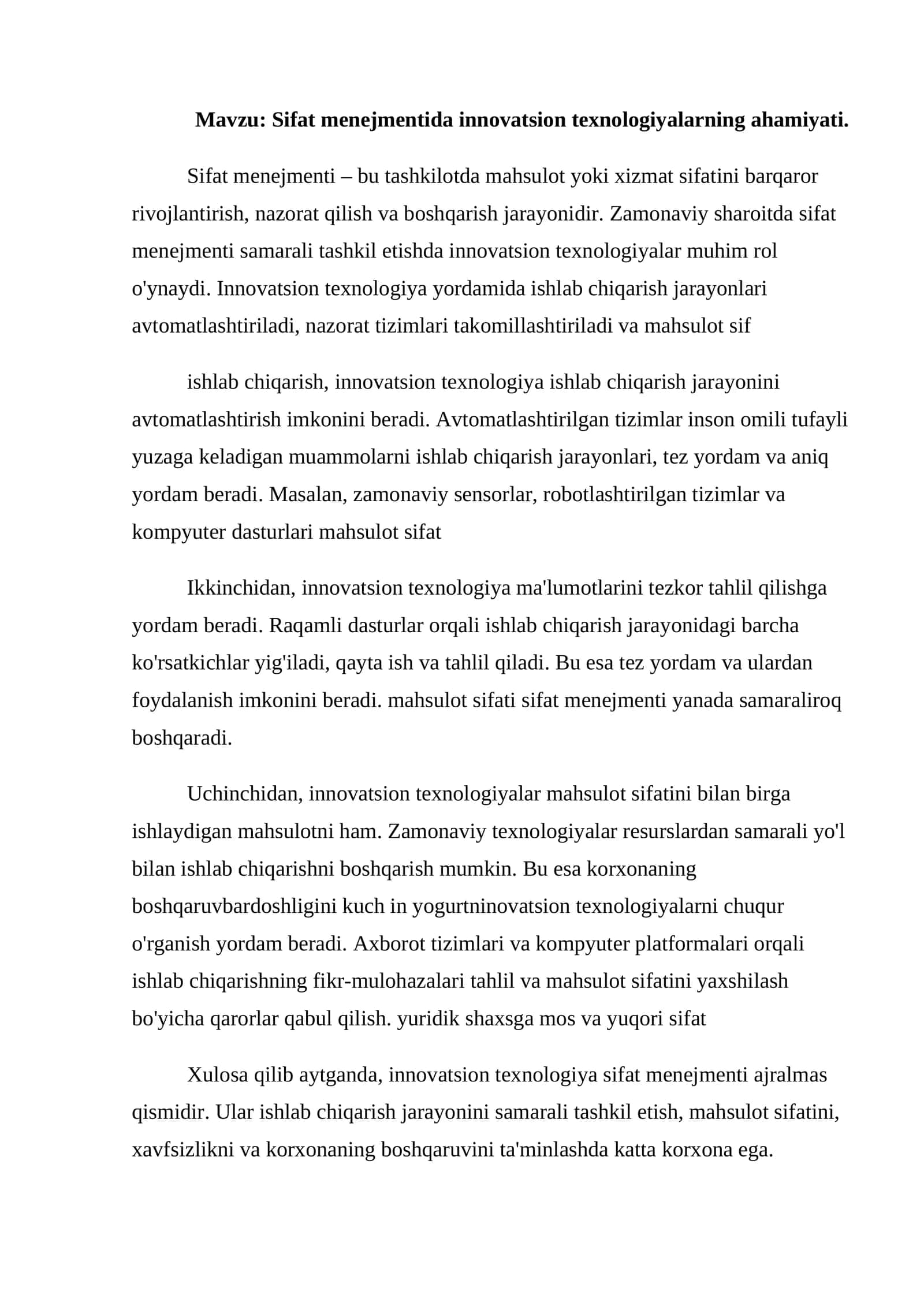Sifat menejmentida innovatsion texnologiyalarning ahamiyati 1