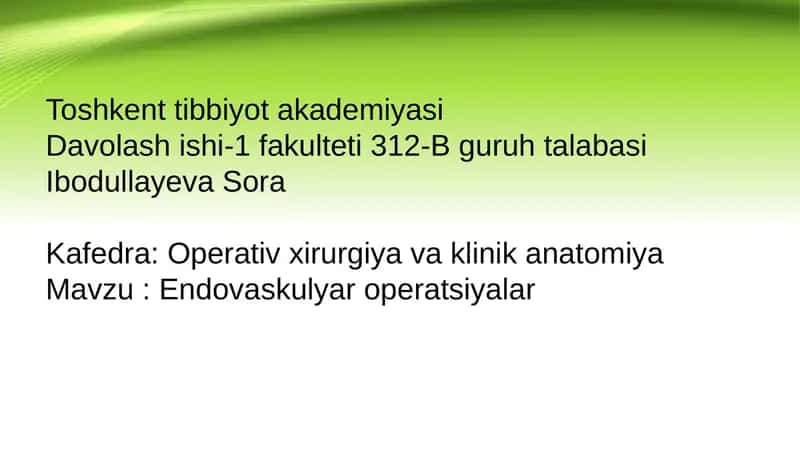 Endovaskulyar jarrohlik 1