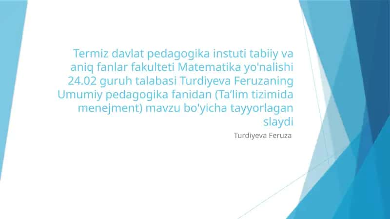 Ta’lim Tizimi Dasturi 1