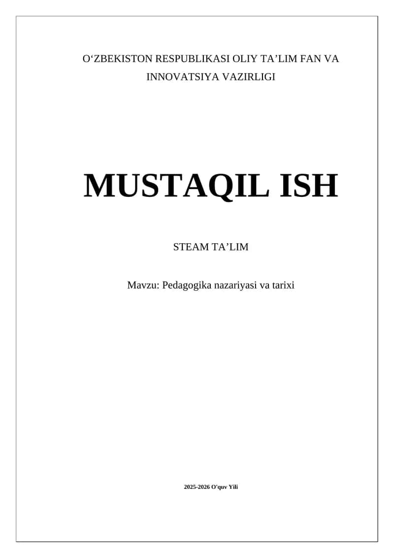 Pedagogika nazariyasi va tarixi 1