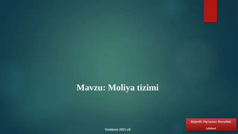 Moliya tizimi 1