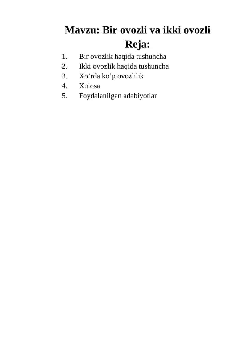 Bir ovozli va ikki ovozli 1