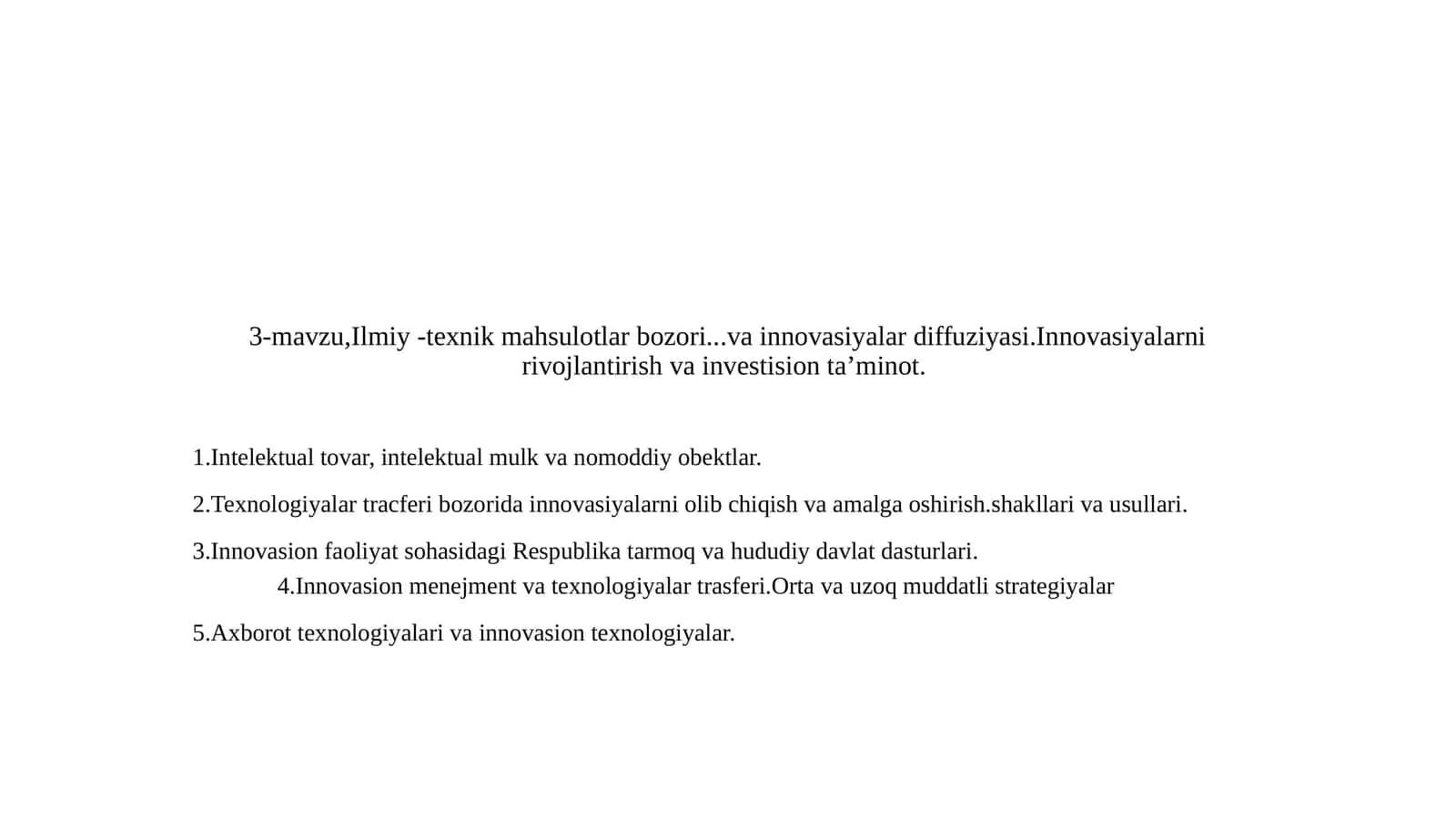 Innovatsiya va investitsiya tashkilotlari 1