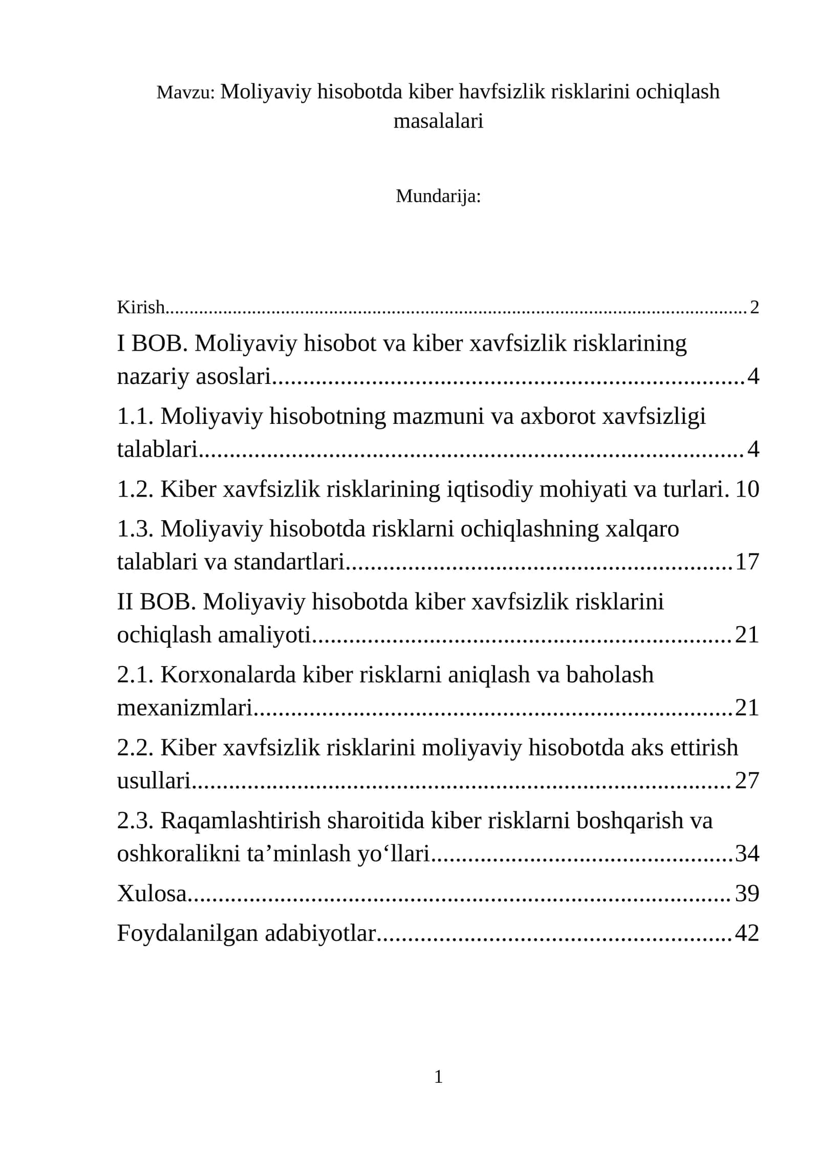 Moliyaviy hisobotda kiber havfsizlik risklarini ochiqlash masalalari 1