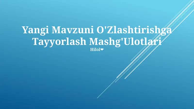 Yangi Mavzuni O'Zlashtirishga Tayyorlash Mashg'Ulotlari 1