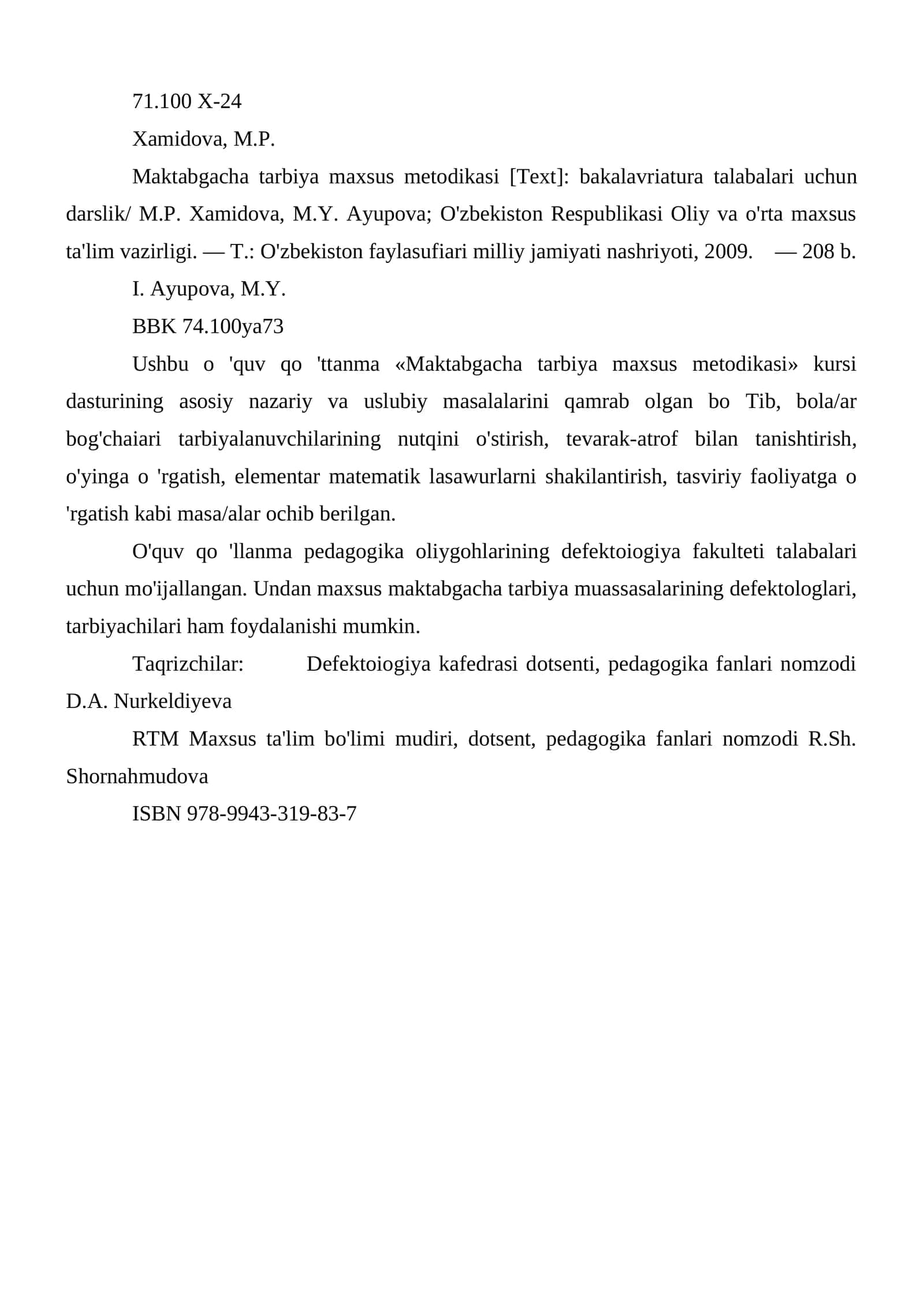 Maktabgacha tarbiya maxsus metodikasi 1