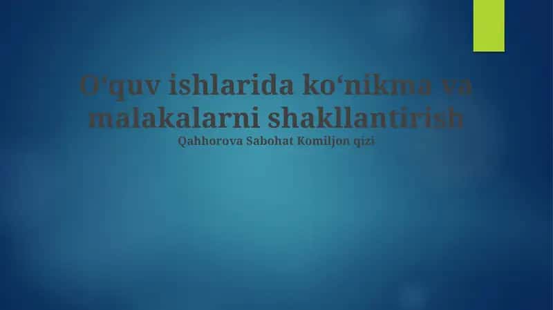 Ta'lim jarayonida ko'nikma va kompetensiyalarni shakllantirishning metodikasi 1