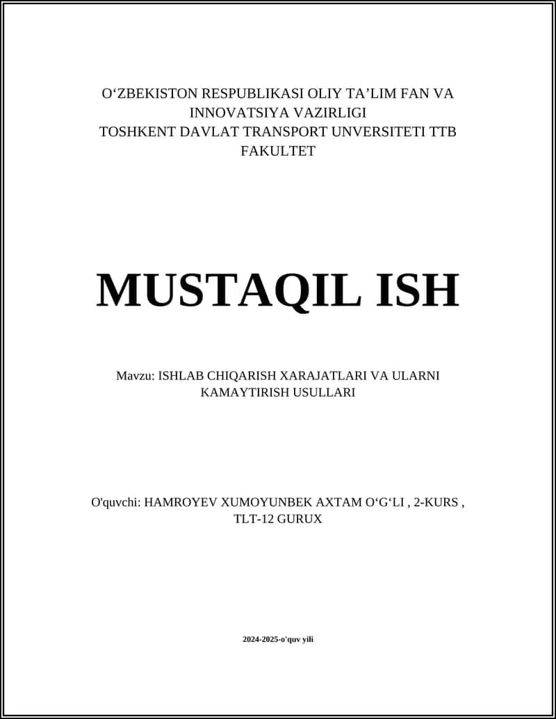 Effektiv Resurslardan Foydalanish: Ma'lumot va Statistika 1