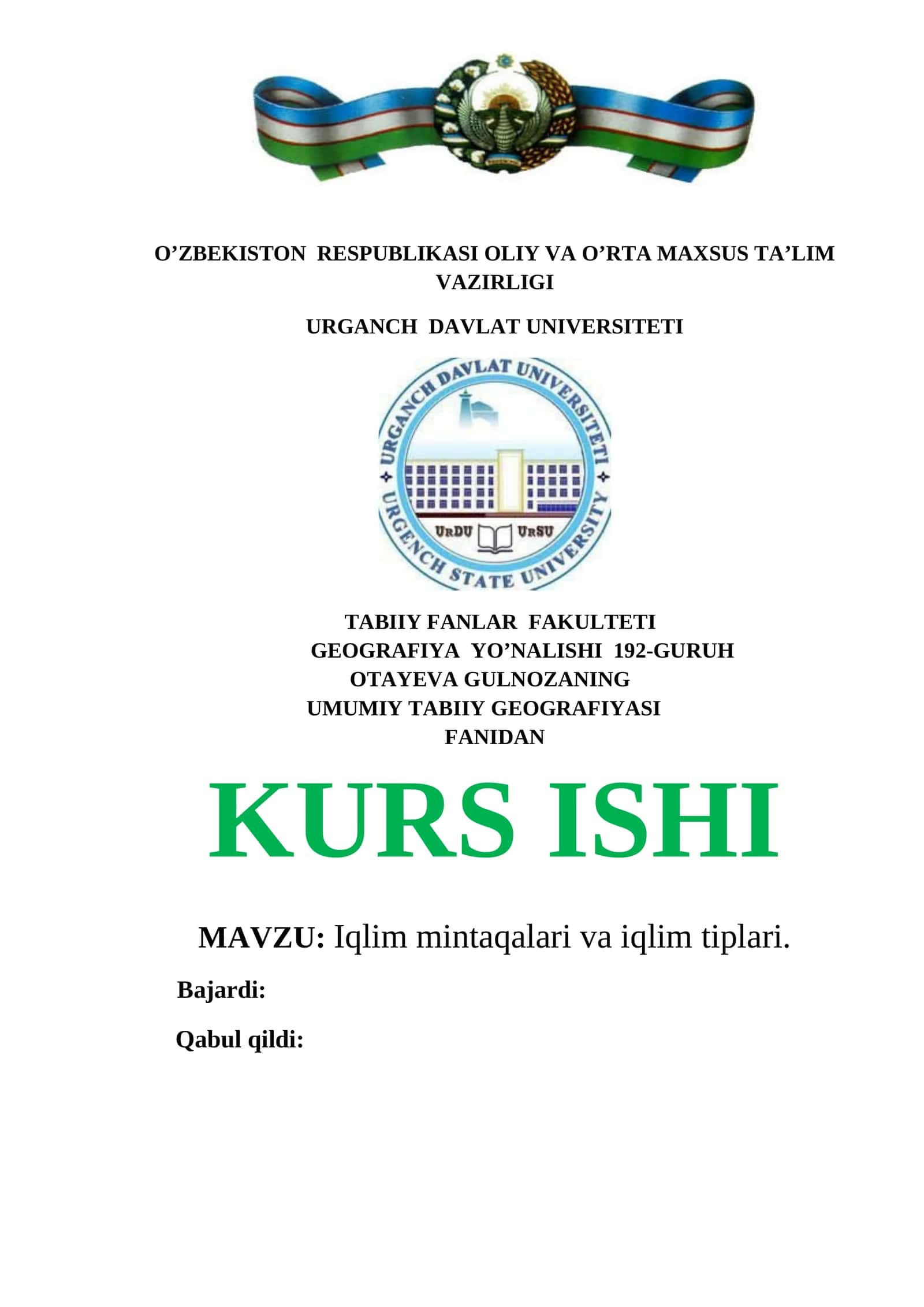 Iqlim mintaqalari va iqlim tiplari 1