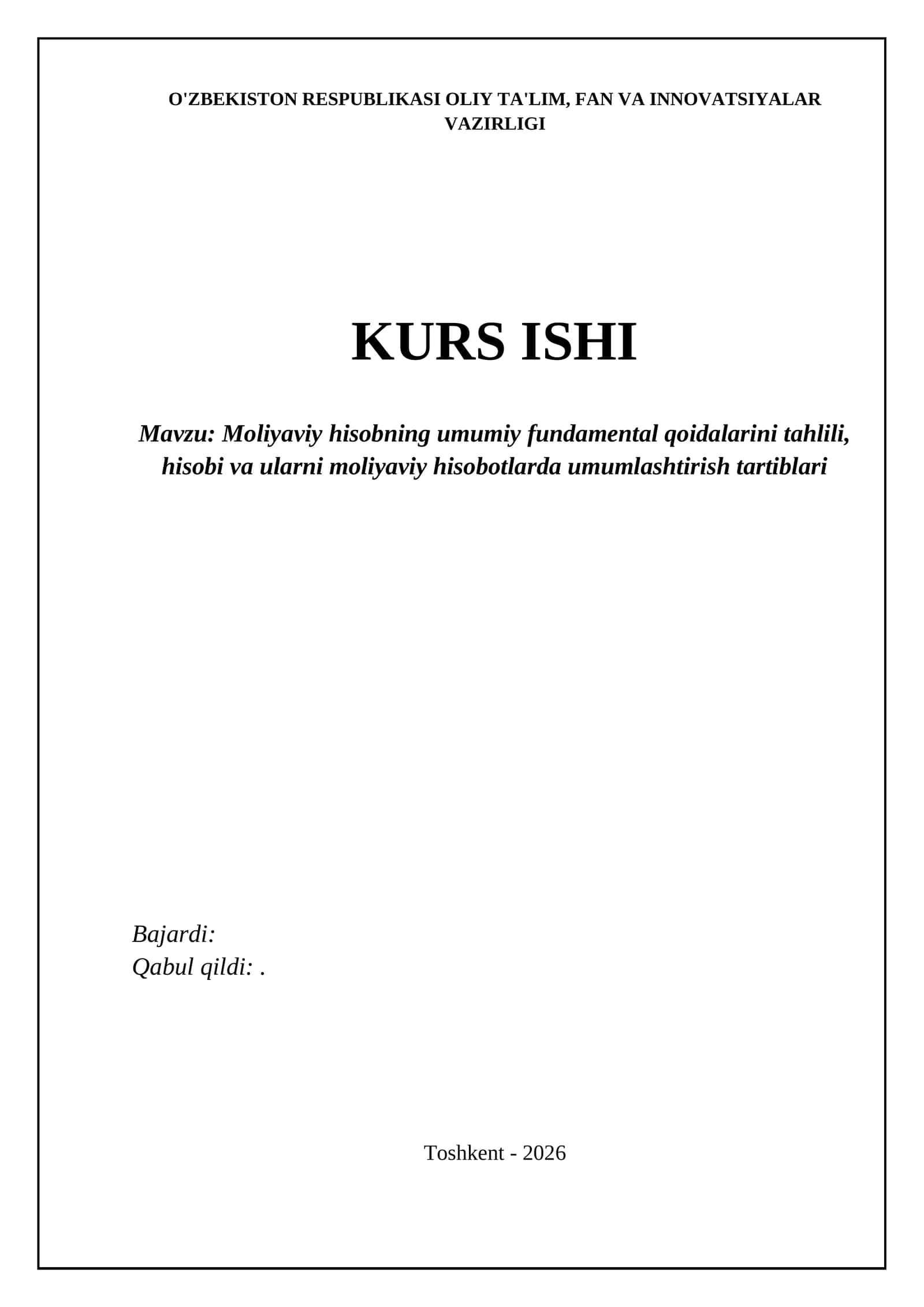 Moliyaviy hisobning umumiy fundamental qoidalari 1