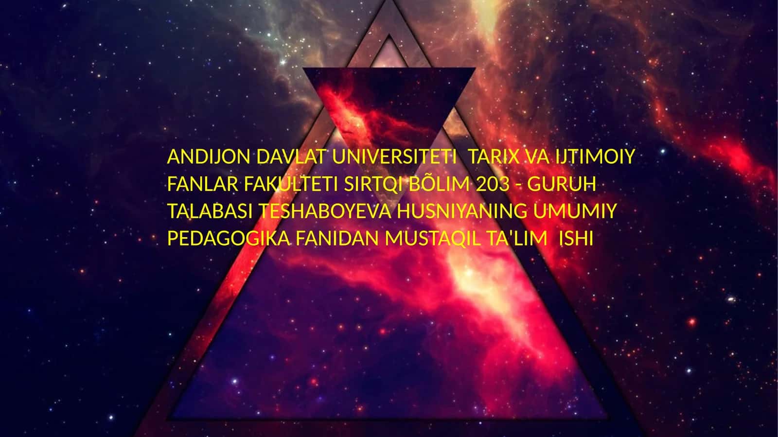 UMUMIY PEDAGOGIK FANIDAN MUSTAQIL TA'LIM ISHI 1