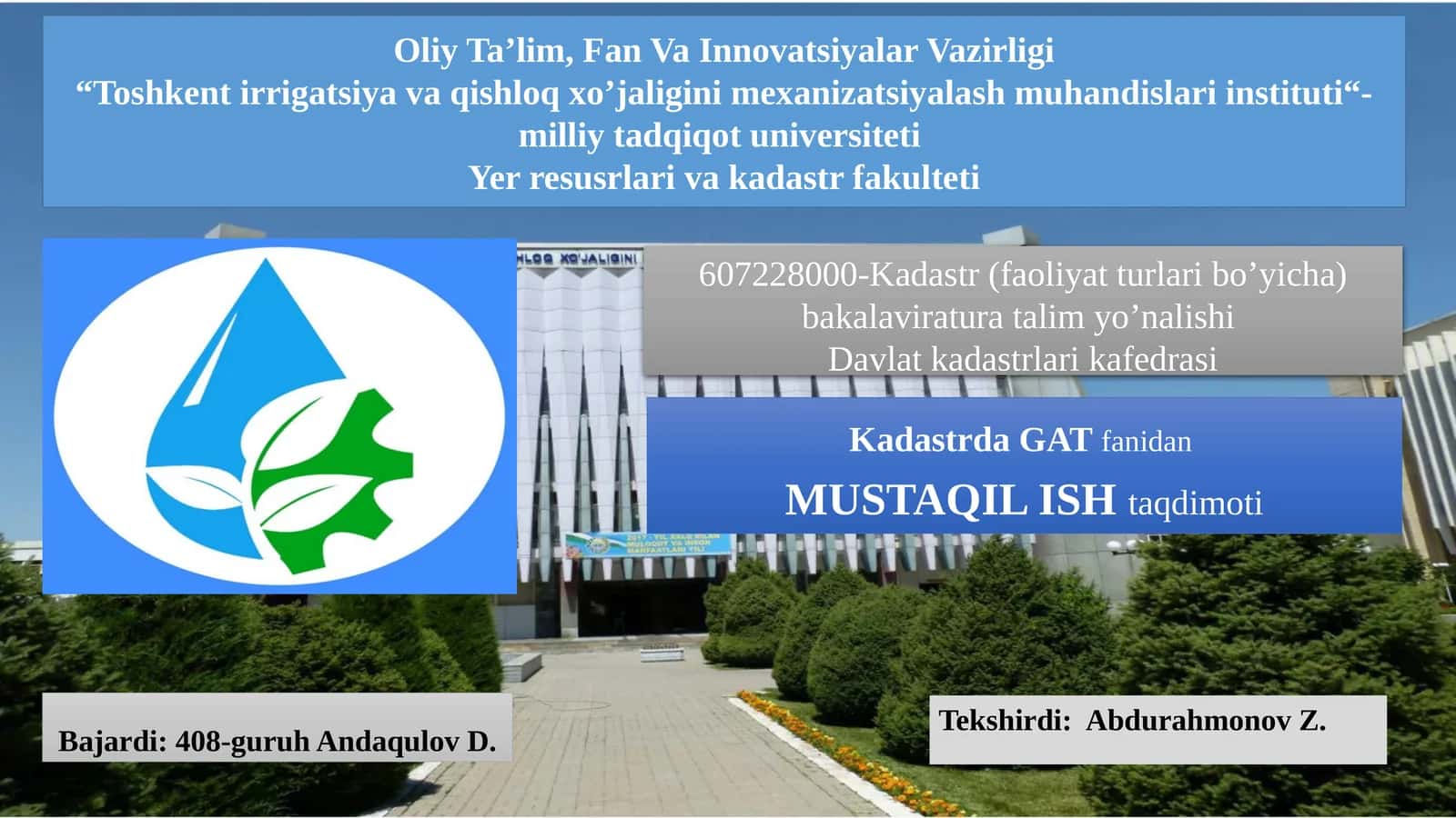 Kadastr (faoliyat turlari bo'yicha) bakalavriat ta'lim yo'nalishi 1