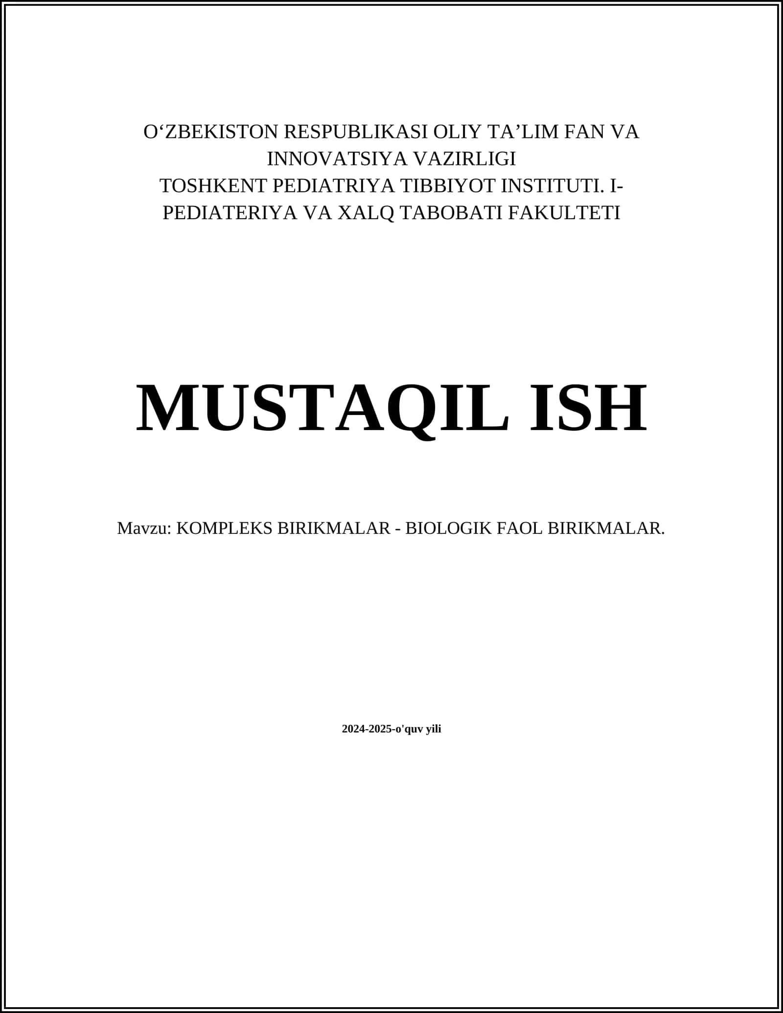 KOMPLEKS BIRIKMALAR - BIOLOGIK FAOL BIRIKMALAR 1