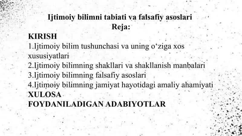 Ijtimoiy bilimni tabiati va falsafiy asoslari 1