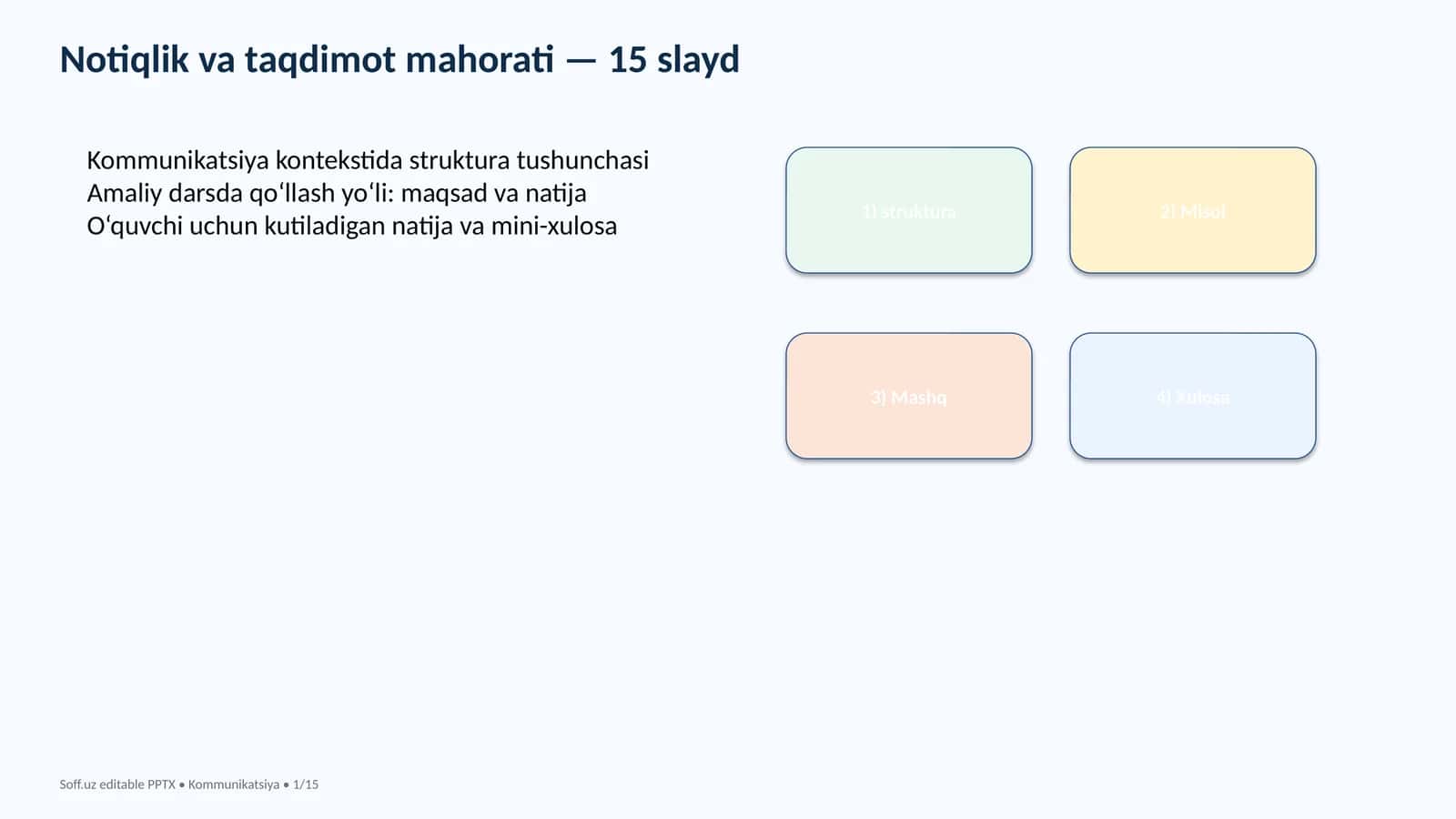 Notiqlik va taqdimot mahorati — 15 slayd 1